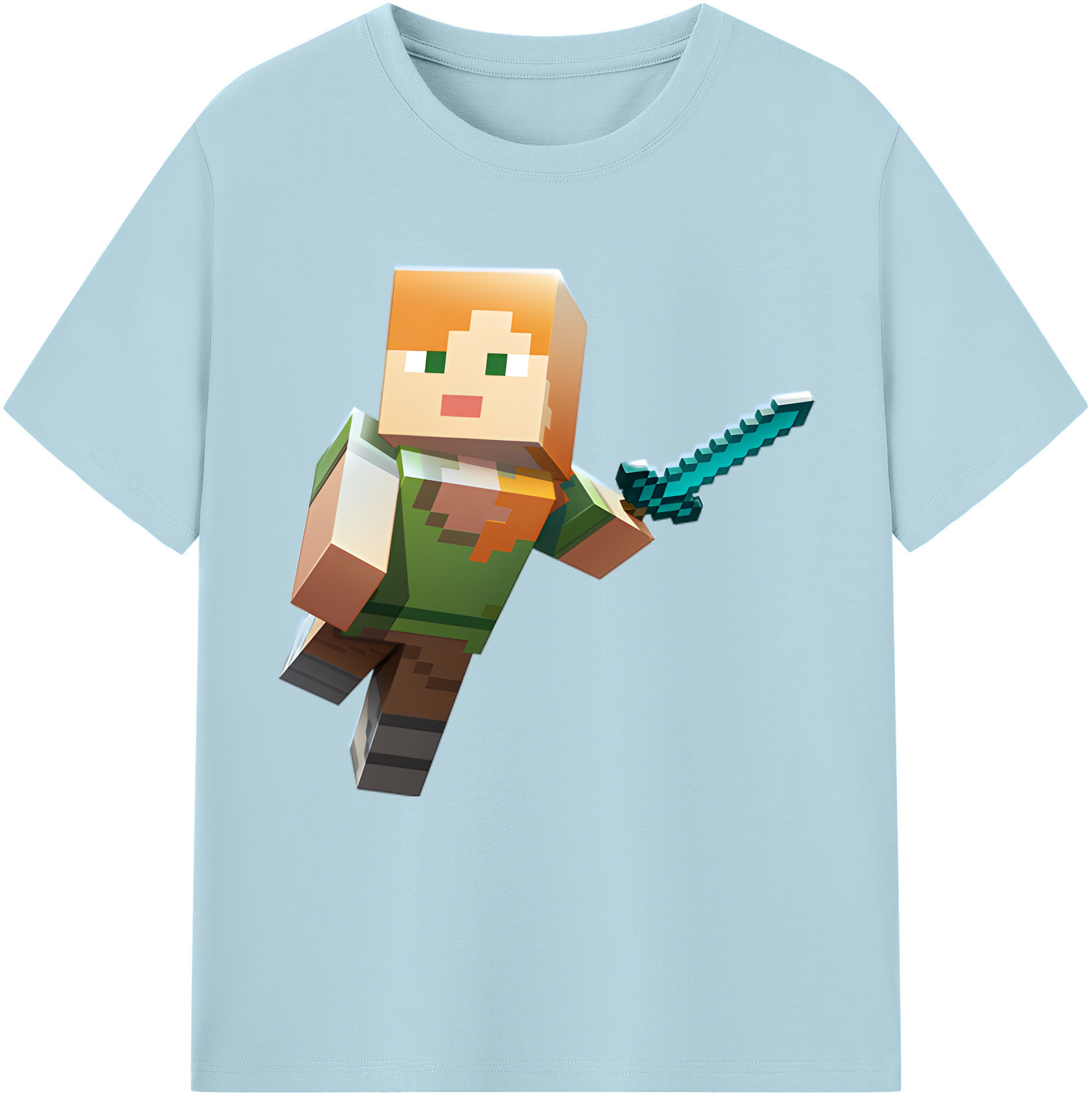 （画像用） マインクラフト ブロックの世界 Minecraft MC Block world 綿100％半袖Tシャツ（フロントプリント）